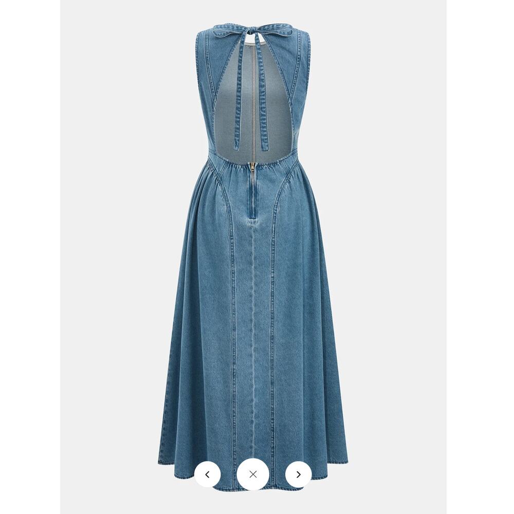 NWT Commense Denim Sleeveless Backless Maxi Dress Sz M - Picture 2 of 4